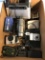 Box Lot of Electronics, Radio, Cameras, Binocular