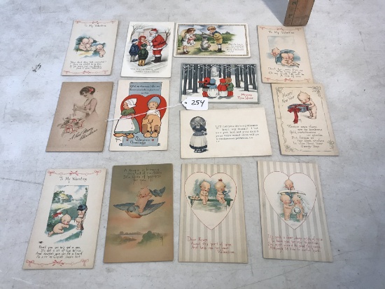 Lot of Antique Holiday Postcards, Santa, Cupids