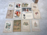 Lot of Antique Holiday Postcards, Santa, Cupids