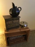 Lot of Jewelry Boxes, Crate and Pitcher