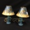 Pair Of Van Briggle Parakeet Lamps W/Original Shades Are 13