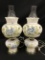 Pair Of Hand Painted Milk Glass Bedroom Lamps Are 16
