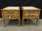 Pair Of Vintage 1-Drawer End Table W/Faux Marble Inserts