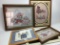 Lot With Framed Bear Prints & Mirror