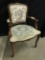 Vintage Arm Chair W/Carving & Needlepoint Style Upholstry