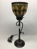 Contemporary Leaded Glass Stick Lamp Is 22.5