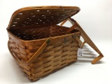 Vintage Oak Splint Picnic Basket W/Insert