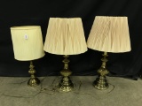 Trio Of Brass-Tone Table Lamps Are 26