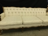 Vintage Wood Trimmed 3-Cushion Couch