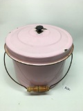 Pink Graniteware Pail W/Lid-Some Chipping