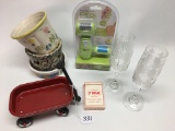 Punchbowl Set In Box, Mini Radio Flyer, & Misc. As Shown