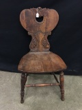 Vintage Mahogany Stained Chair W/Carved Back