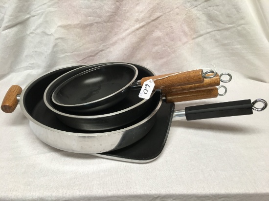 (3) Mirro Skillets in 8"-10"-12" & Commercial Weight Griddle