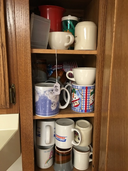 Cabinet Full Of Coffee Mugs & Cups As Shown
