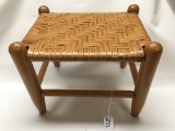 Primitive Look Stool W/Woven Splint Seat Is 10