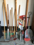 Yard Tool Lot: Rakes, Shovels, Hoes, & Much More In This Lot!!
