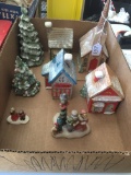 (8) Bisque Cottages & Figurines Are 2