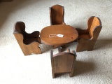 Wooden Doll Furniture: Table & (4) Chairs Are 10