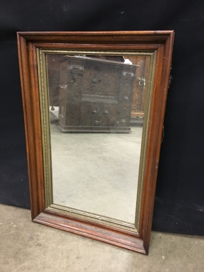 Victorian Walnut Framed Mirror Is 16" x 24"