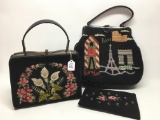 (3) Vintage Needlepoint Style Purses +