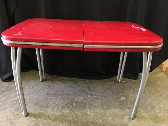 Vintage Metal W/Chrome Kitchen Table Is 29" x 45" x 29" Tall