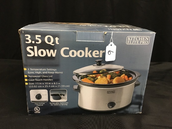 Kitchen Elite Pro 3.5 Qt. Slow Cooker In Box-Appears Unused