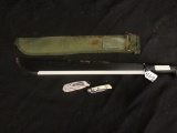 Rusted Machete W/Case & (2) Folding Knives