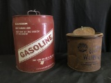 5 Gal. Metal Gas Can & Rusty Minnow Bucket