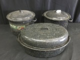 Graniteware (2) 11 Qt. Canners + Groundhog Roaster