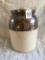 Antique Brown & White Stoneware Lidded Container