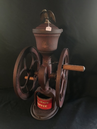 Antique Elgin National Coffee Mill W/Eagle Finial