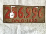 1923 Ohio Embossed Tin License Plate