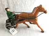 Contemporary Cast Iron Sulky, Horse, & Jockey