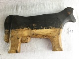 Contemporary Primitive Wood Carved Cow