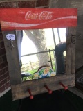 Coca-Cola Crate Part Made Into Wall Mirror W/Hooks