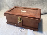 Dovetailed Lidded Cherry Bank Box W/Key