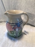 Stoneware Hand Painted Pitcher Is 7.5