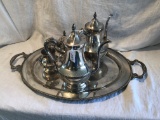 5-Piece Silver Plated Tea Service W/Tray By Sheets Rockford Co.