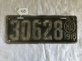 1918 Embossed Tin Ohio License Plate
