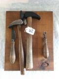 Antique Cobbler's Tools Hanging Display W/Extra Hammer