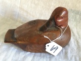 Contemporary Wooden Duck Decoy By Jim Barker, Covington, Ohio, 1993