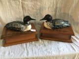 Pair Of Contemporary Wood Boxes W/Duck Decoy Tops