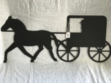Contemporary Metal Cut-Out Of  Amish Horse & Buggy
