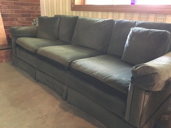 Hunter Green 3-Cushion Couch & Pillows Is 86" Long