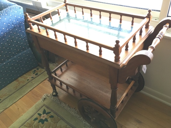 Maple Tea Cart W/Marble Insert