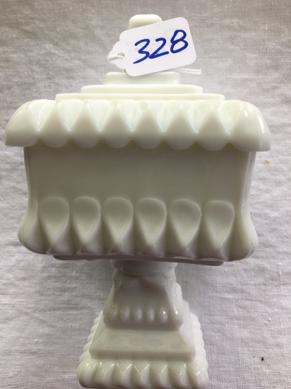 Westmoreland Milk Glass Lidded Compote Is 8" Tall