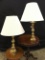 Pair Of Brass Lamps W/Shades Are 28