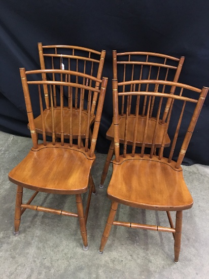 Set Of (4) Maple Signed Hitchcock Stenciled Chairs