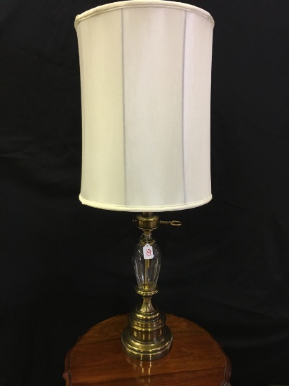 Brass & Glass Decorator Lamp Is 38" Tall