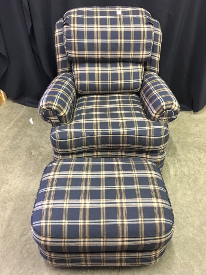 Smith Brothers Tilt Back, Wing Back Upholstered Chair & Ottoman